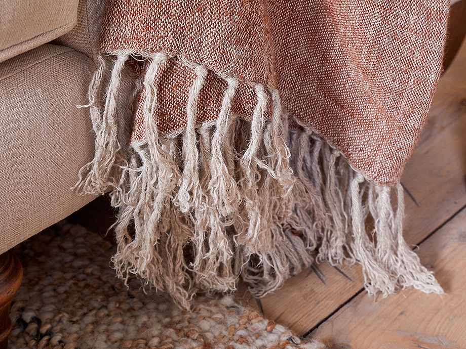 Kana Linen Throw - Rust