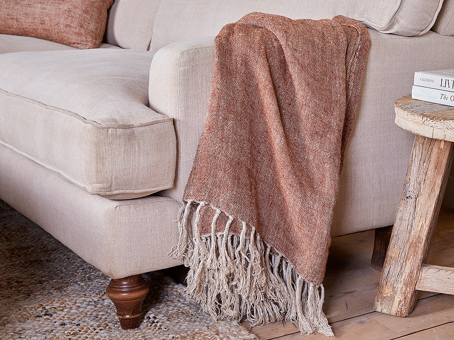 Kana Linen Throw - Rust