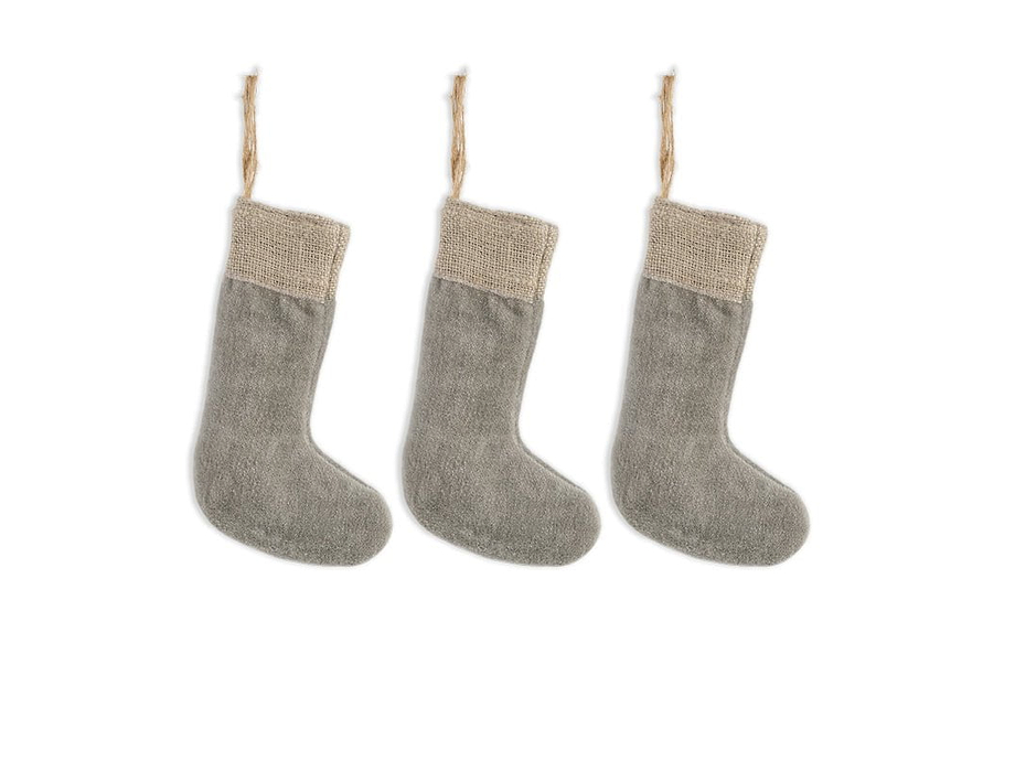Karru Cotton Velvet Mini Stocking - Light Grey - (Set of 3)