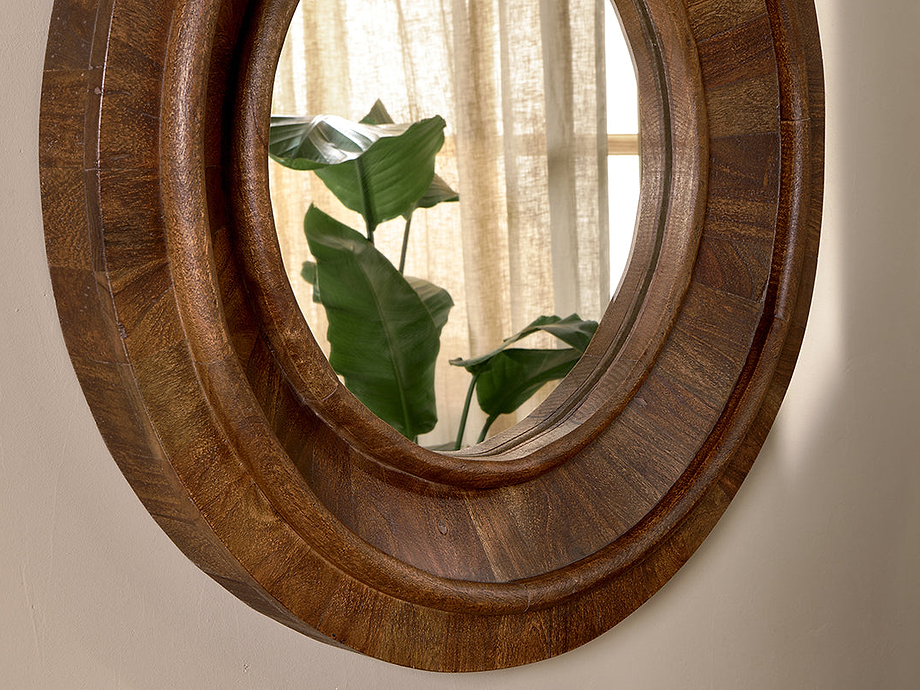 Kayia Acacia Wood Mirror - Walnut