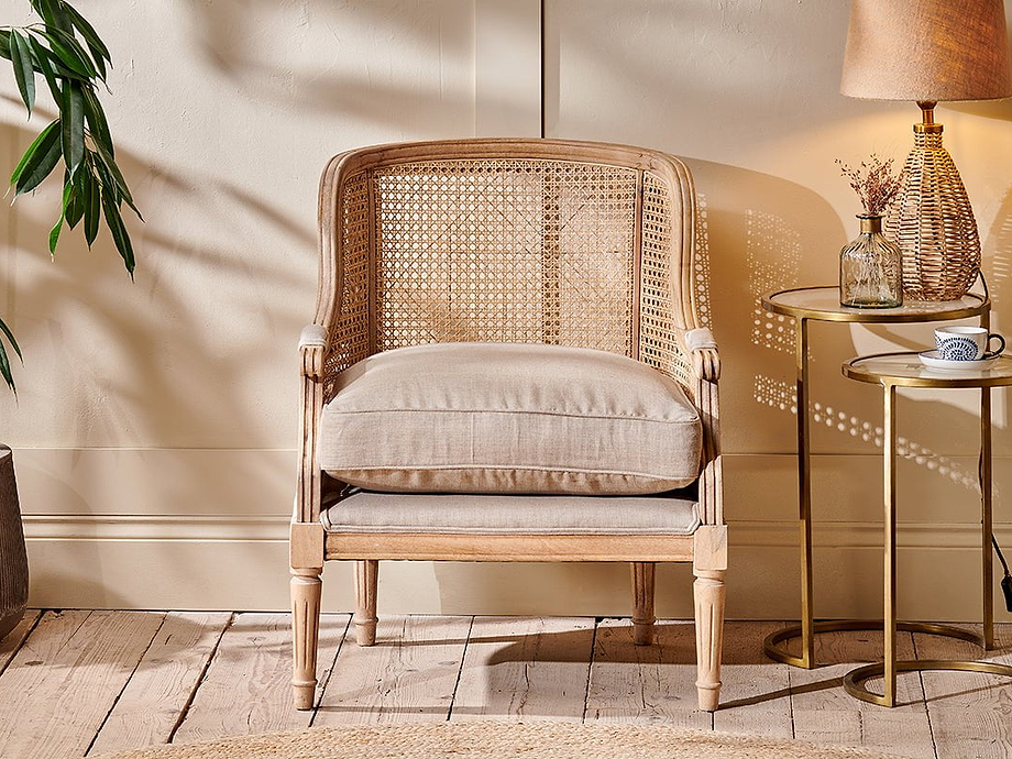 Kaziria Cane & Linen Armchair - Natural