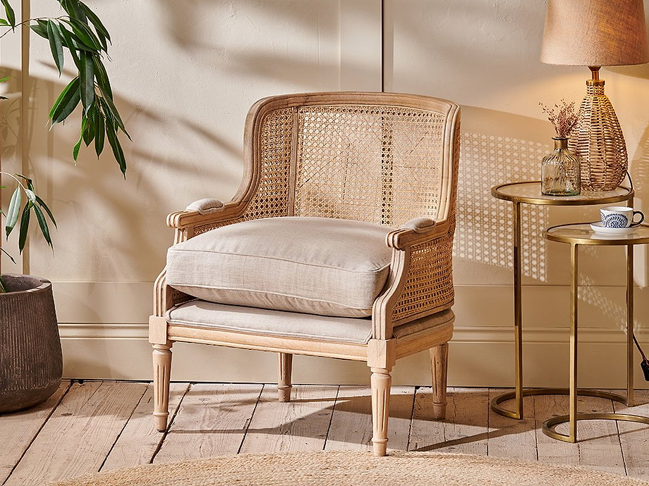 Kaziria Cane & Linen Armchair - Natural