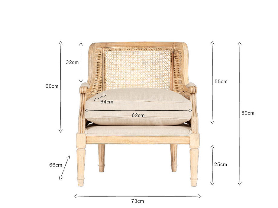 Kaziria Cane & Linen Armchair - Natural