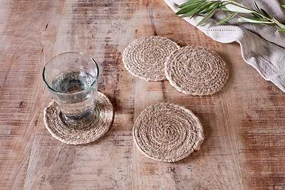 Keso Woven Coasters - Natural - (Set of 4)-nkuku