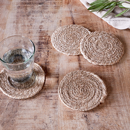 Keso Woven Coasters - Natural - (Set of 4)-nkuku