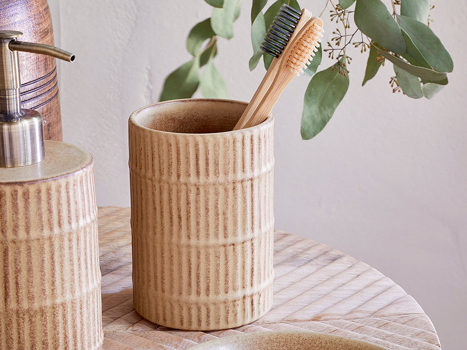 Kiani Ceramic Toothbrush Holder - Cream