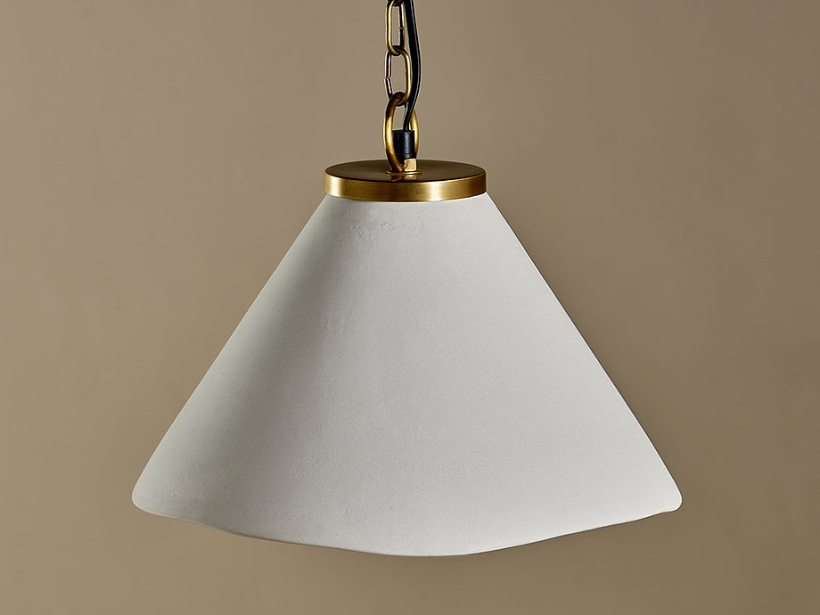 Kiara Organic Shape Ceramic Pendant Light - Off White & Antique Brass