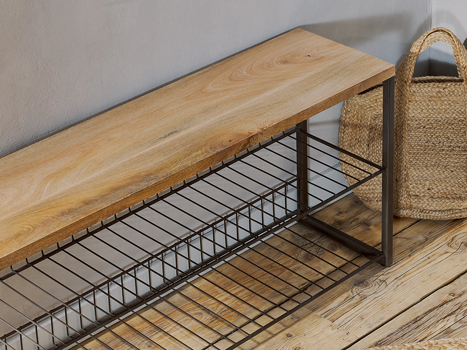 Kiyoma Iron & Wood Low Standing Shelves  - Natural