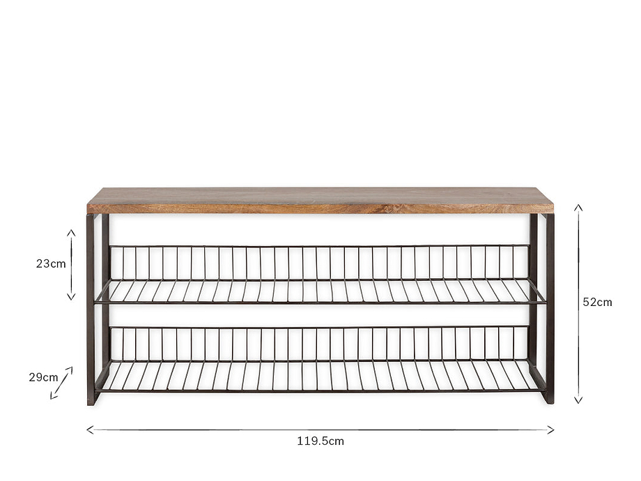 Kiyoma Iron & Wood Low Standing Shelves  - Natural