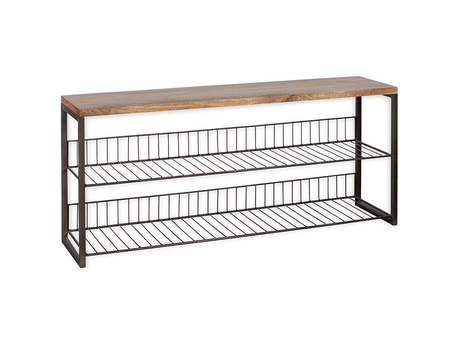 Kiyoma Iron & Wood Low Standing Shelves  - Natural