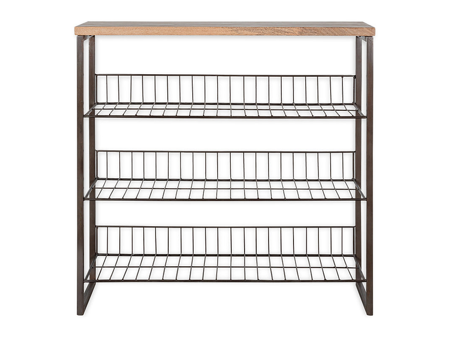 Kiyoma Iron & Wood Tall Standing Shelves - Natural