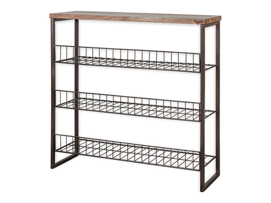 Kiyoma Iron & Wood Tall Standing Shelves - Natural