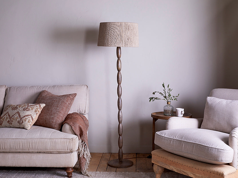 Konali Mango Wood Floor Lamp - Ash Stain