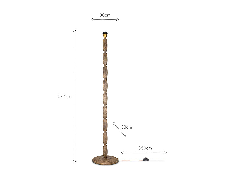 Konali Mango Wood Floor Lamp - Ash Stain