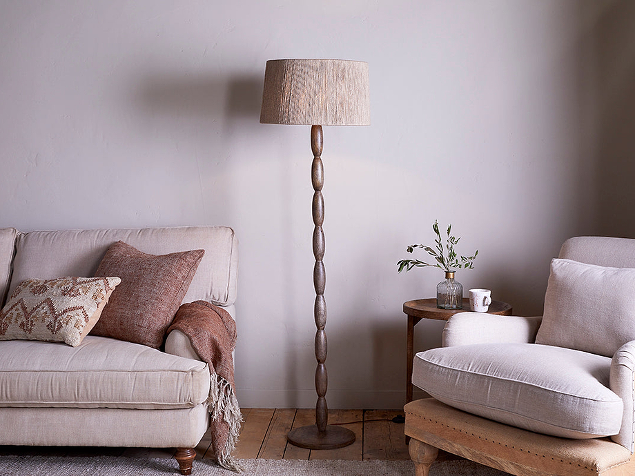 Konali Mango Wood Floor Lamp - Ash Stain