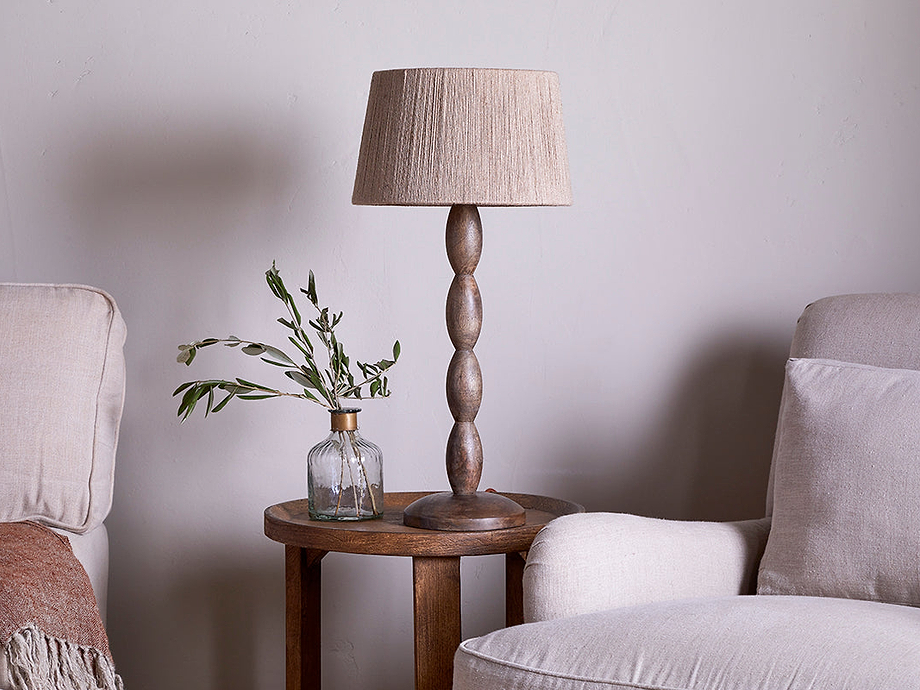 Konali Mango Wood Table Lamp - Ash Stain