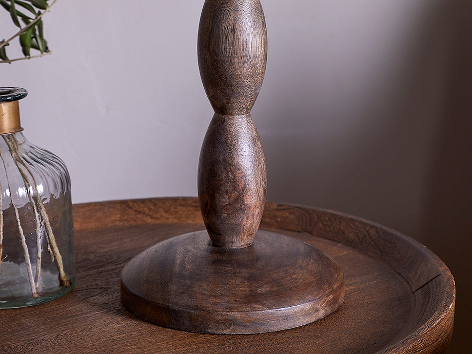 Konali Mango Wood Table Lamp - Ash Stain