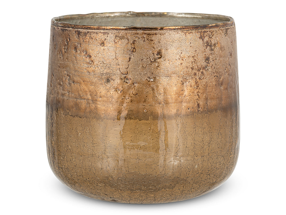 Konara Glass Tealight Holder - Copper Smoke