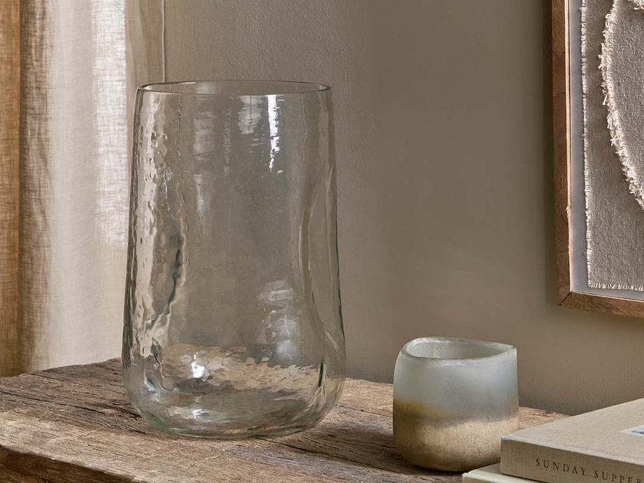 Kotri Recycled Glass Organic Shape Vase - Clear