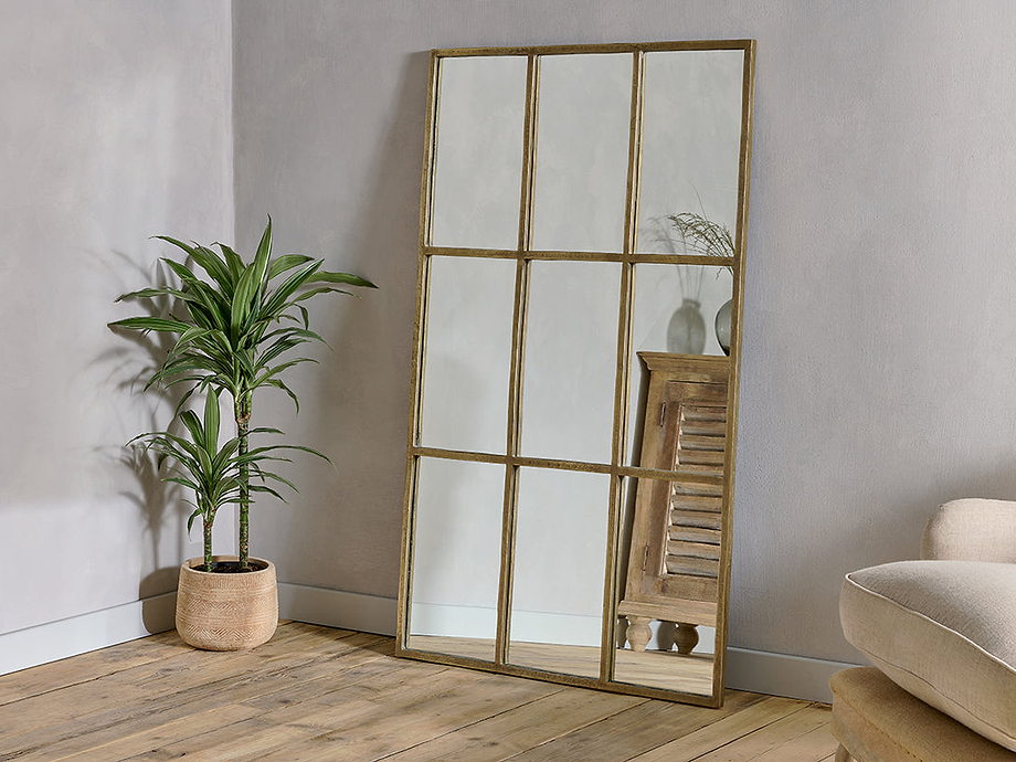 Kurci Rectangular Full Length Mirror - Antique Brass