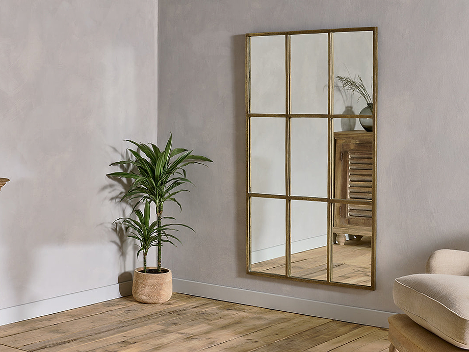 Kurci Rectangular Full Length Mirror - Antique Brass