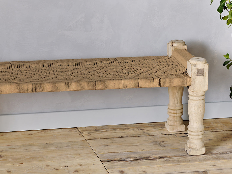 Kutumba Woven Indian Bench - Natural