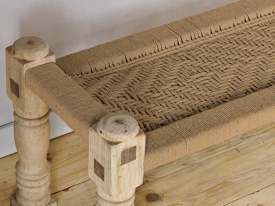 Kutumba Woven Indian Bench - Natural