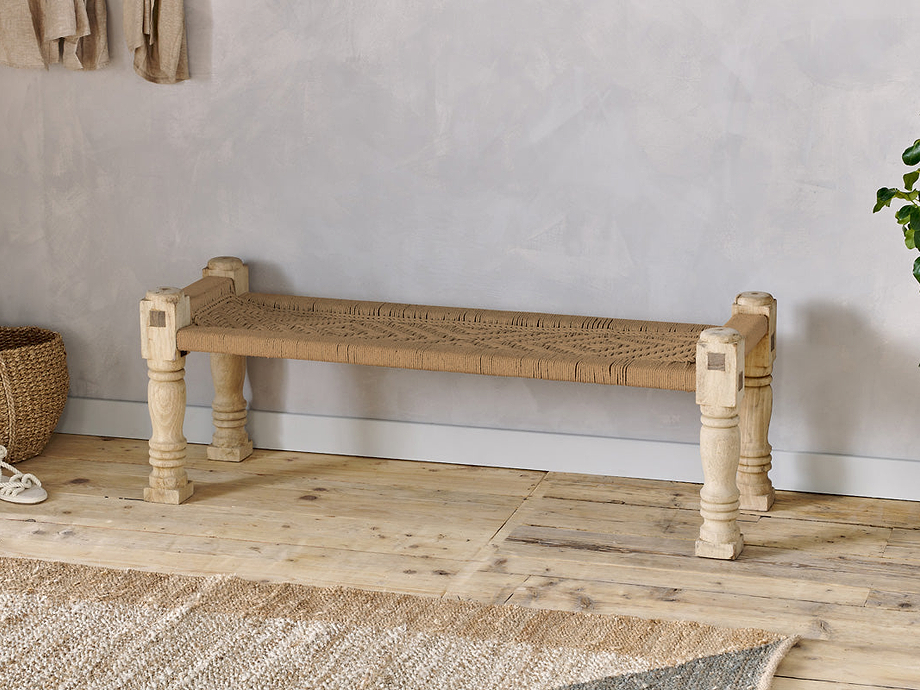 Kutumba Woven Indian Bench - Natural