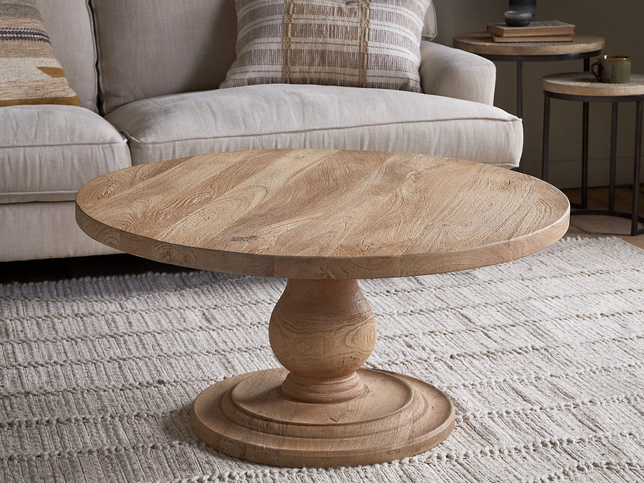 Laya Round Carved Coffee Table - Natural