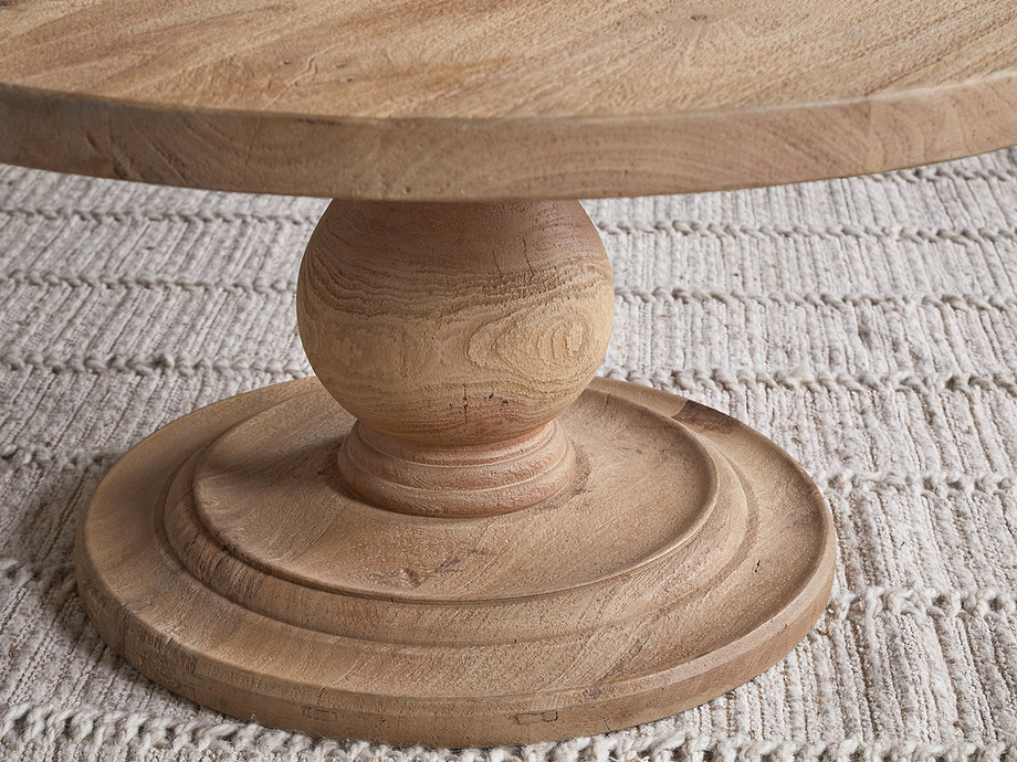 Laya Round Carved Coffee Table - Natural