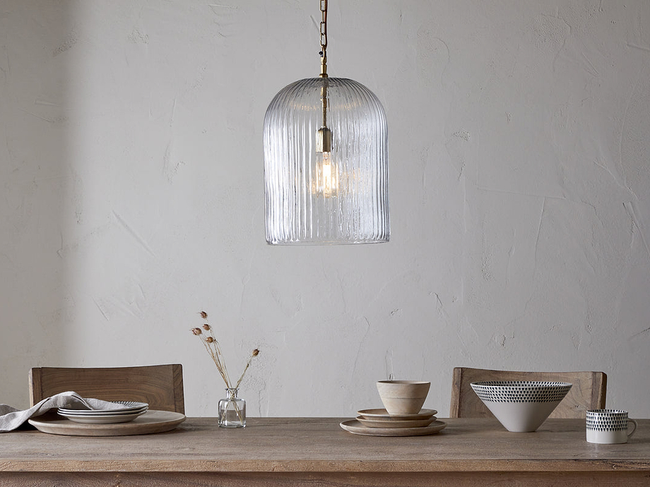 Lumina Fluted Recycled Glass Pendant - Clear