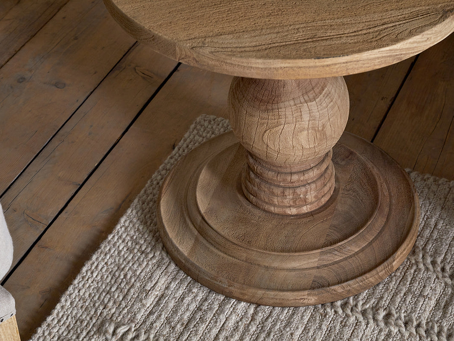 Laya Round Carved Side Table - Natural