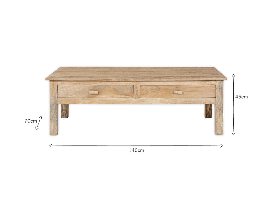 Laali Grooved Mango Wood  Coffee Table - Natural