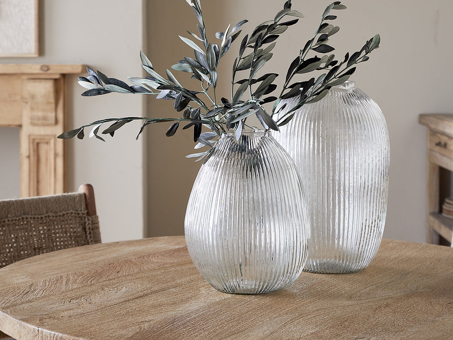 Linsy Ribbed Glass Vase - Clear
