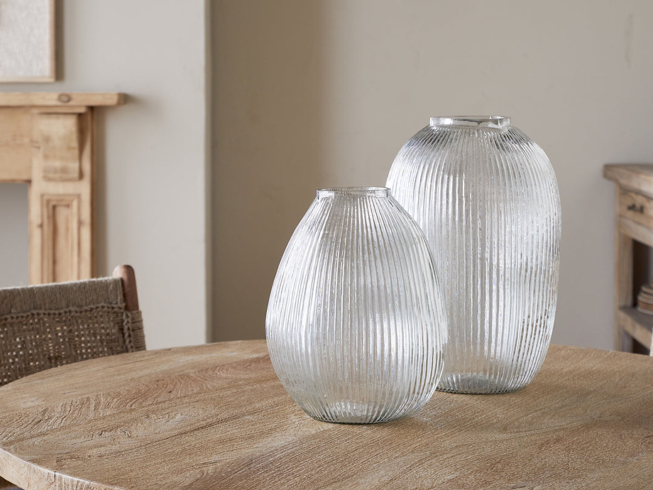 Linsy Ribbed Glass Vase - Clear