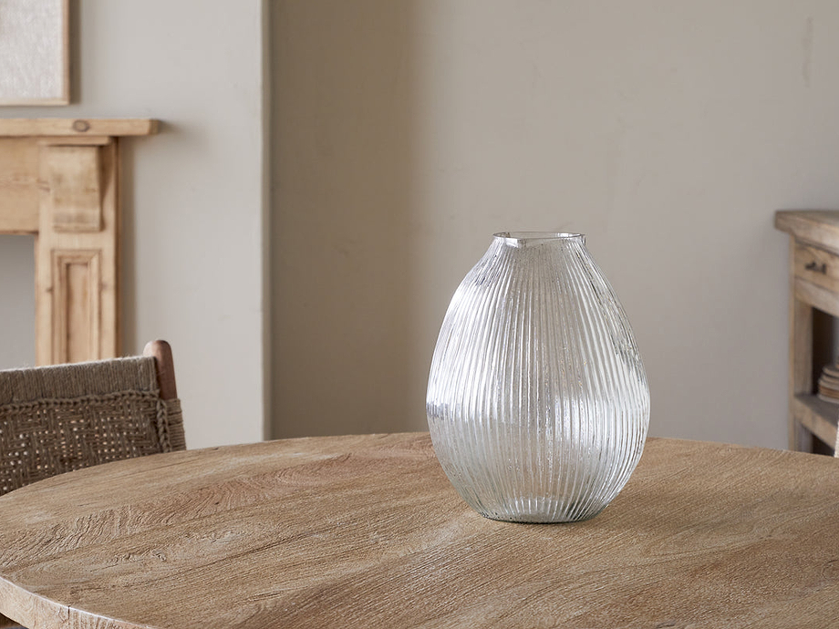 Linsy Ribbed Glass Vase - Clear