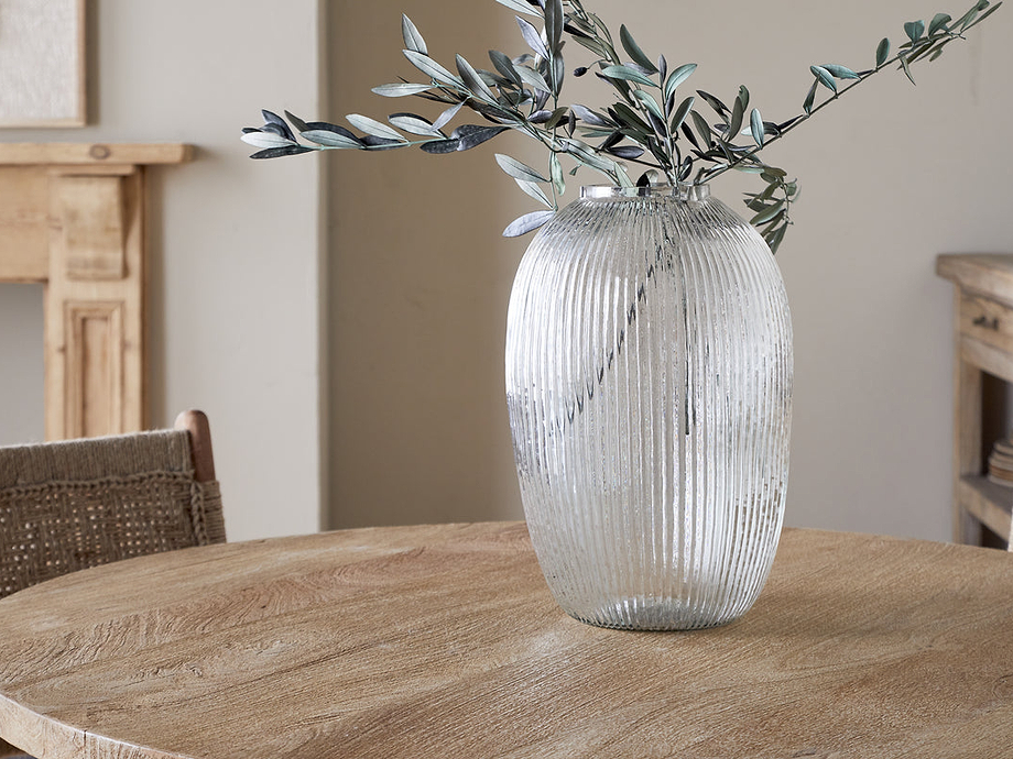 Linsy Ribbed Glass Vase - Clear