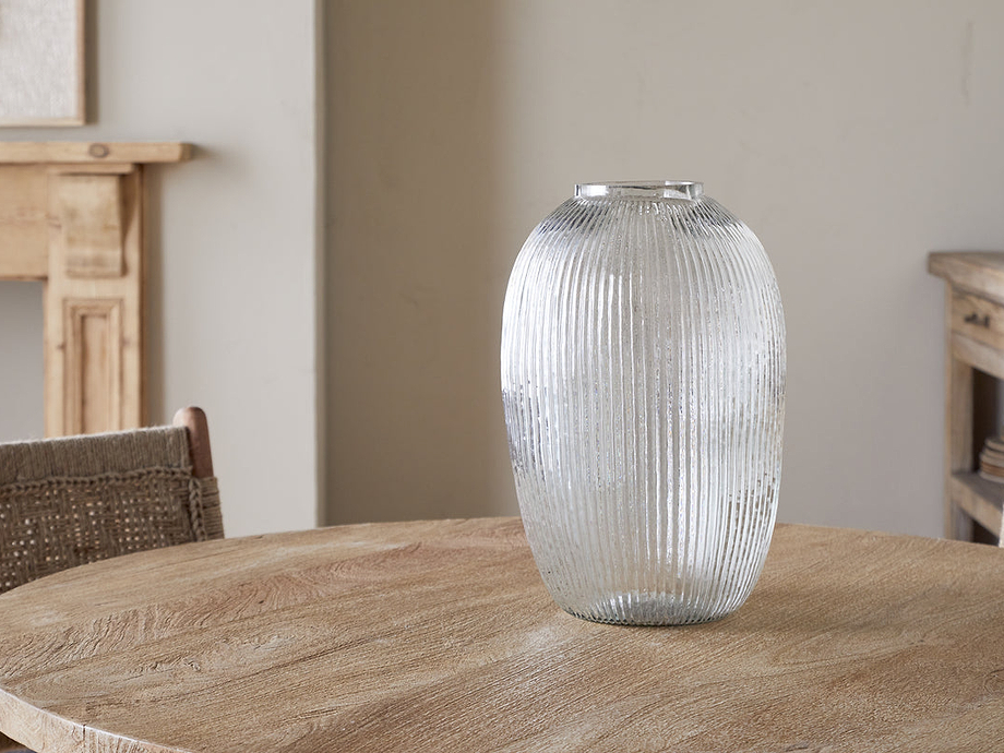 Linsy Ribbed Glass Vase - Clear