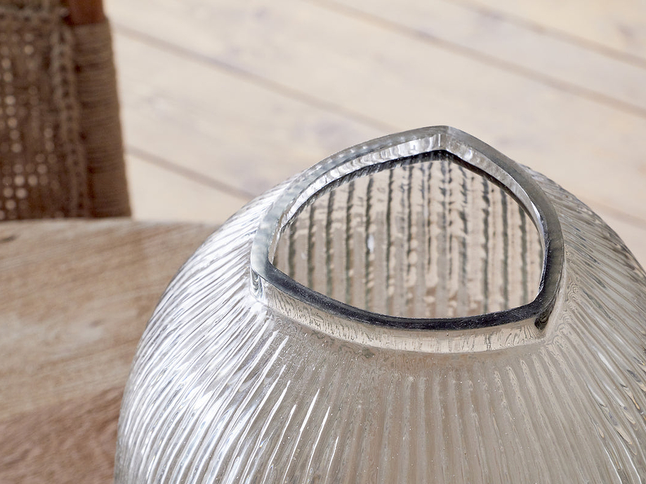 Linsy Ribbed Glass Vase - Clear