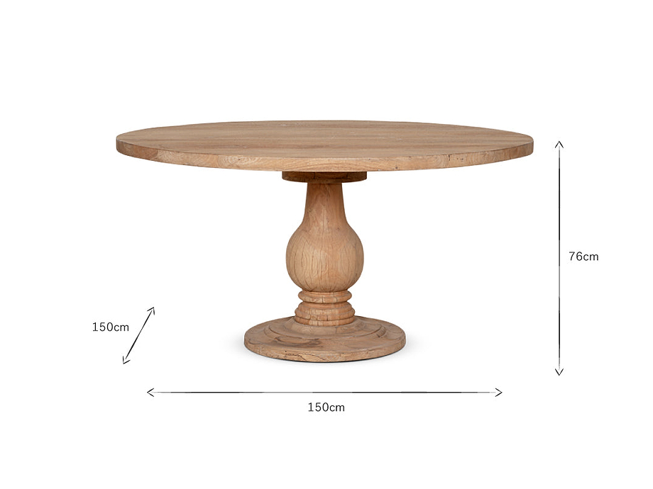 Laya Round Carved Mango Wood Table - Large