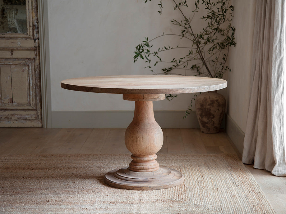 Laya Round Carved Mango Wood Table - Small