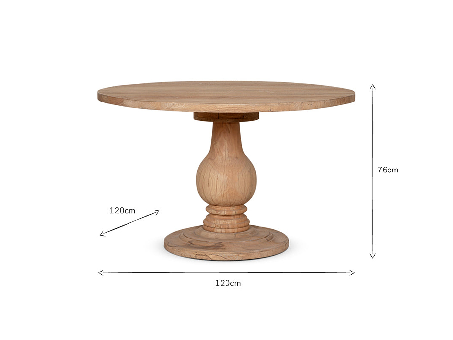 Laya Round Carved Mango Wood Table - Small