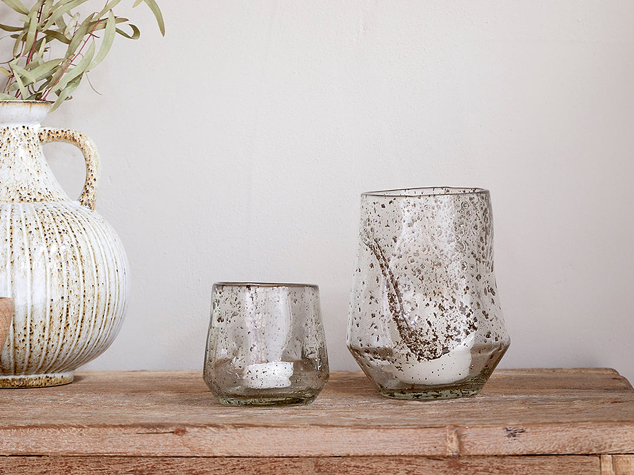 Linora Recycled Glass Tealight Holder - Clear