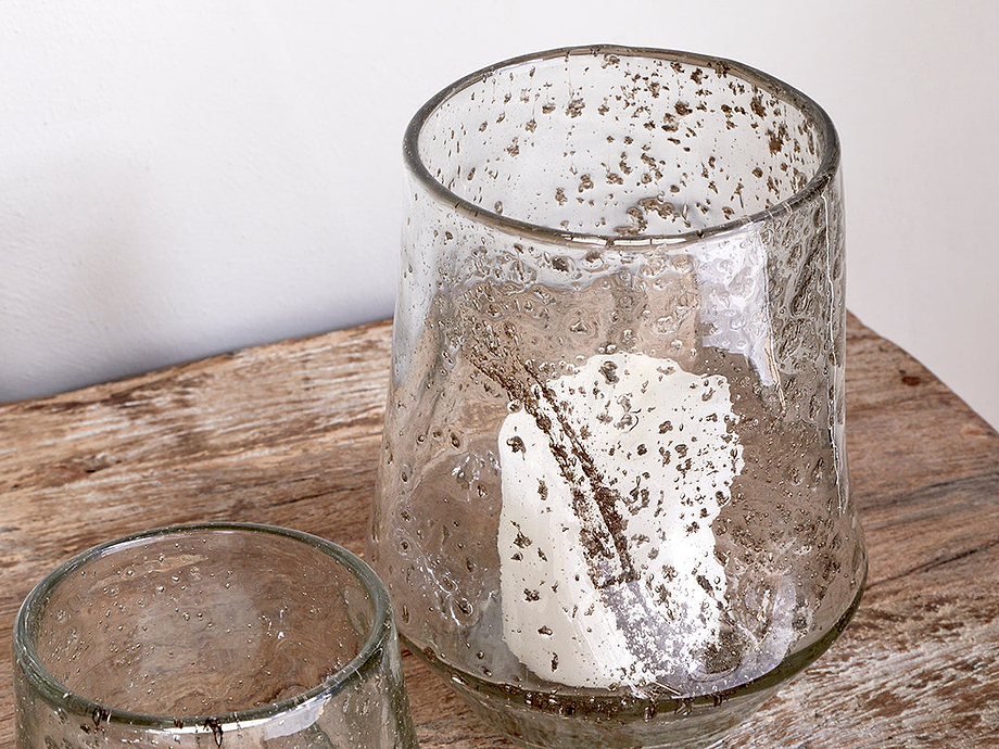 Linora Recycled Glass Tealight Holder - Clear