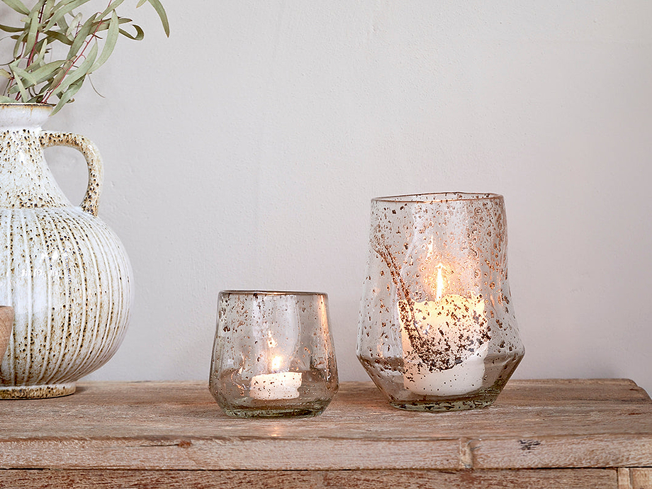 Linora Recycled Glass Tealight Holder - Clear