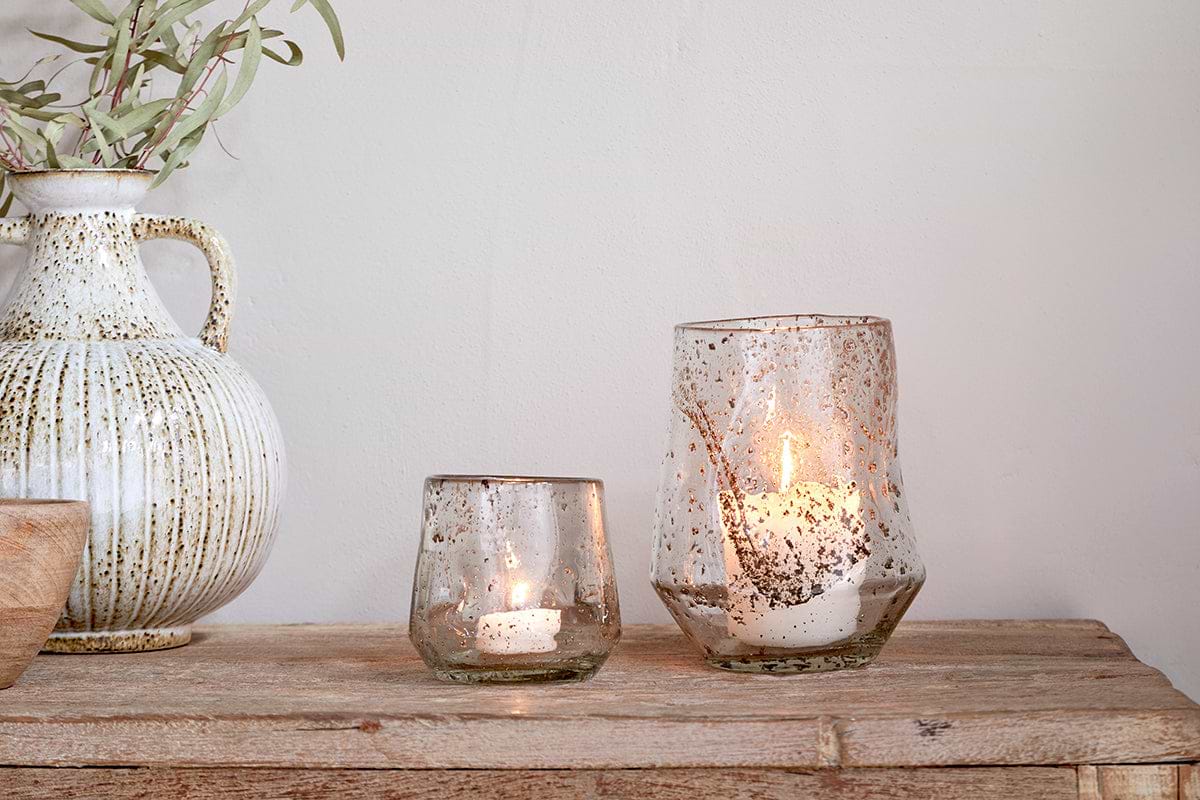 Linora Recycled Glass Tealight Holder - Clear
