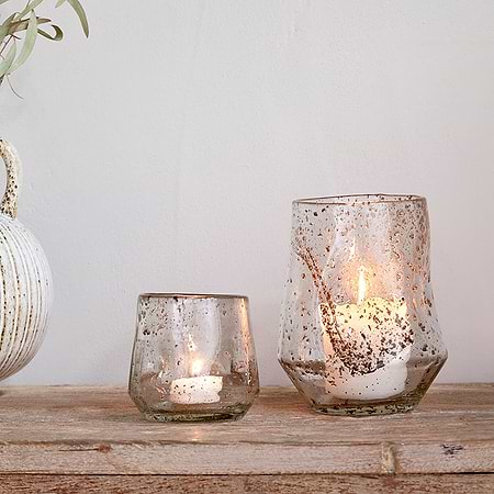 Linora Recycled Glass Tealight Holder - Clear-nkuku