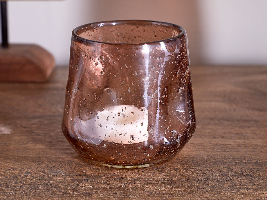 Linora Recycled Glass Tealight Holder - Terracotta