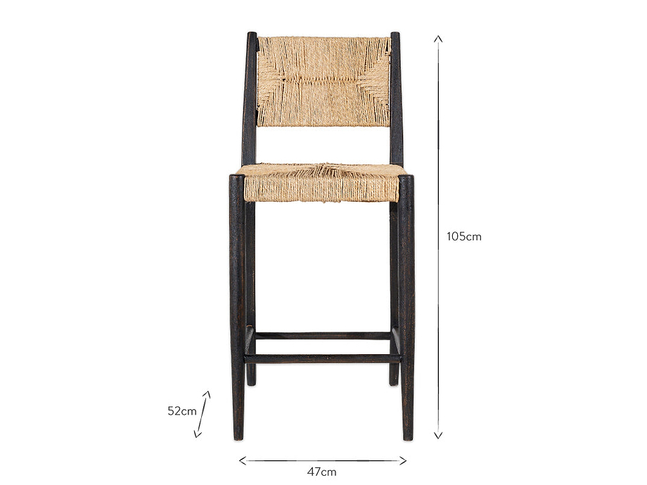 Lohanda Acacia & Munja Grass Counter Chair - Charcoal