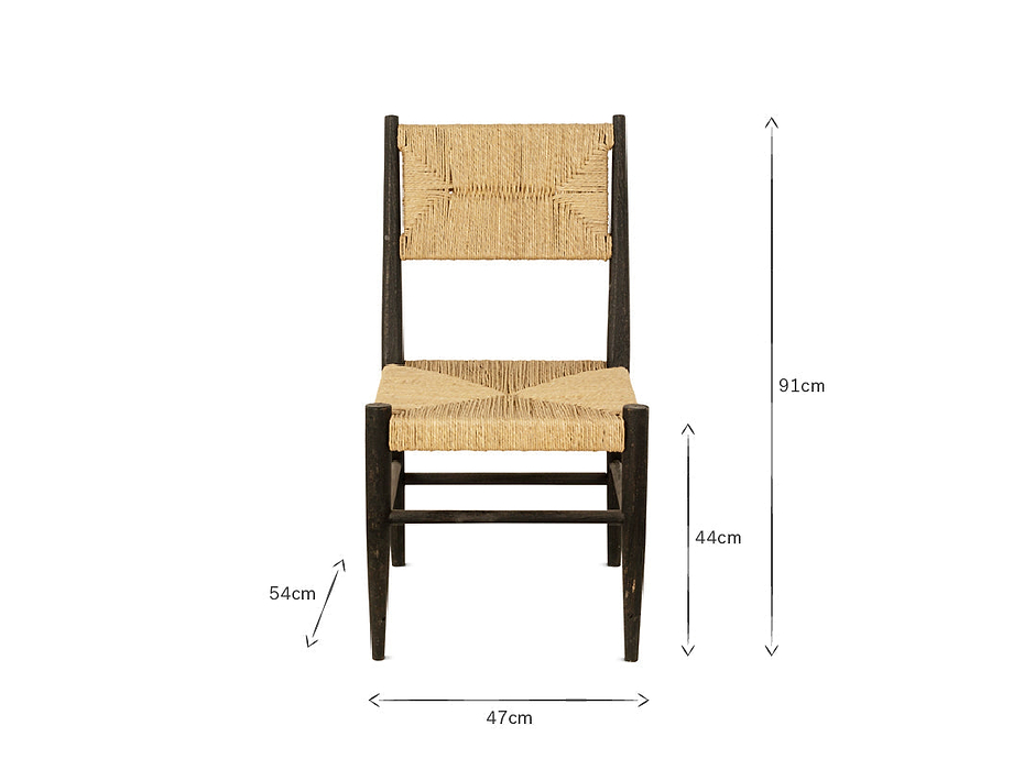 Lohanda Acacia & Munja Grass Dining Chair - Charcoal